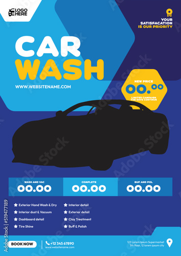 cool car wash service flyer promotion editable template