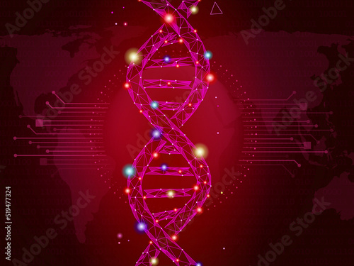 3d render of dna structure, abstract with digital background 