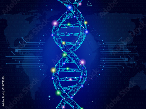 3d render of dna structure, abstract with digital background
