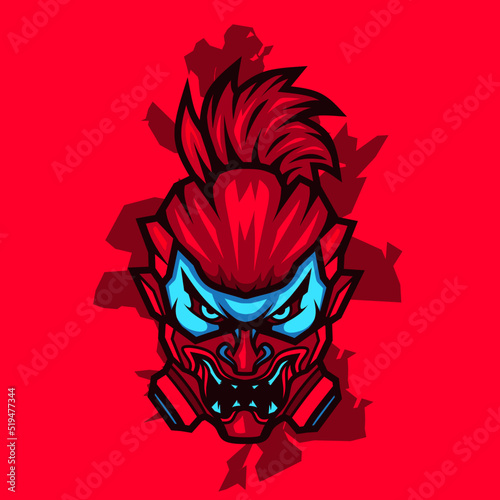 Photography Samurai face cyberpunk style logo vector fiction illustration