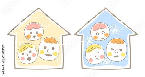 家族問題、家庭内不和のイメージイラスト - 主線あり
