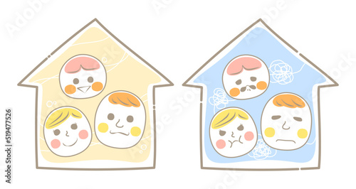 家族問題、家庭内不和のイメージイラスト - 主線あり
