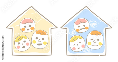 家族問題、家庭内不和のイメージイラスト - 主線あり