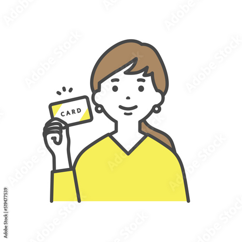 カードを持つ女性　Woman holding a card