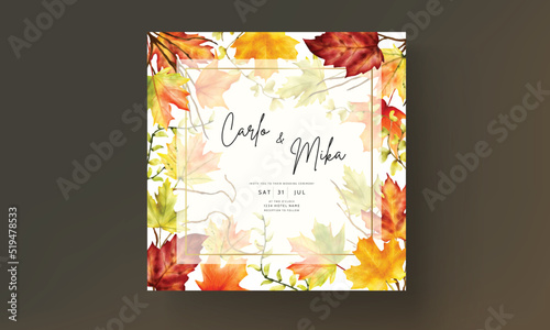 beautiful maple leaves wedding invitation template