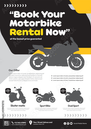 the most complete modern motorbike rental flyer template