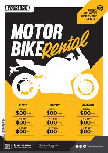 motorbike rental flyer modern template