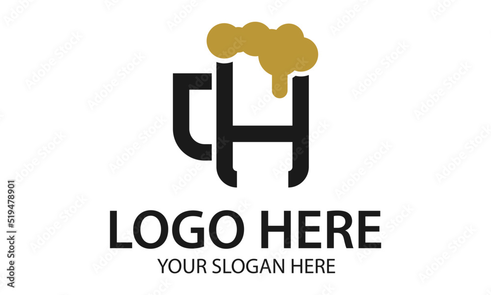 Black and Orange Initial Letter H and C Mug Beer Logo Design Black and Orange Initial Letter H and C Mug Beer Logo Design