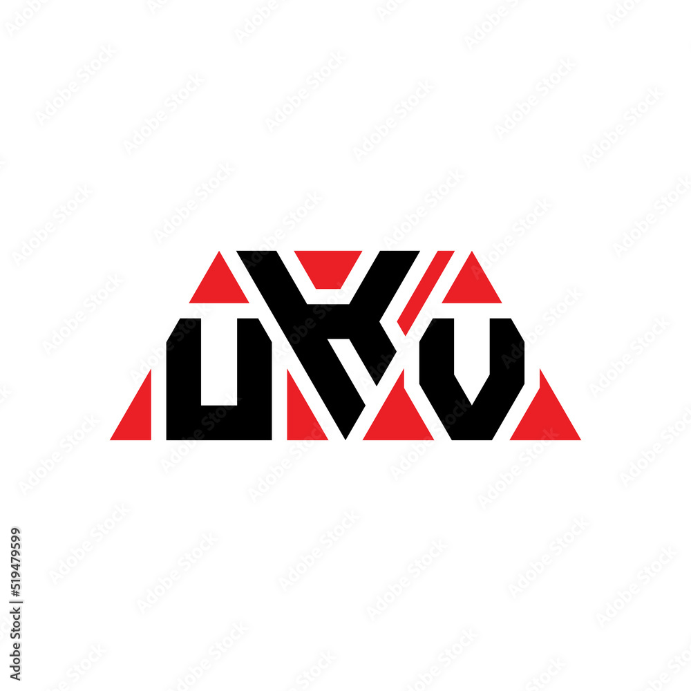 UKV triangle letter logo design with triangle shape. UKV triangle logo design monogram. UKV triangle vector logo template with red color. UKV triangular logo Simple, Elegant, and Luxurious Logo...