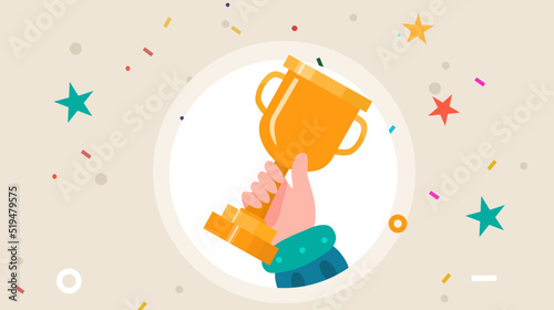 Champion, trophy, winner, trophy on a hand