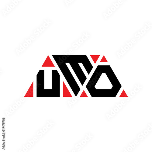 UMO triangle letter logo design with triangle shape. UMO triangle logo design monogram. UMO triangle vector logo template with red color. UMO triangular logo Simple, Elegant, and Luxurious Logo... photo