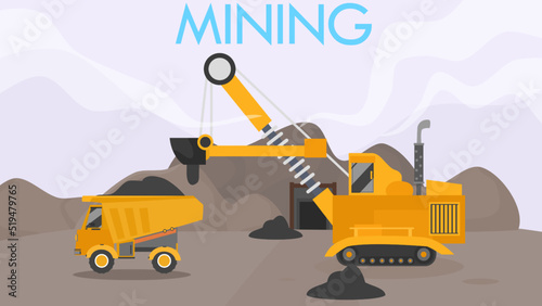 mining, construction vehicles, mine, vehicles on the mining work field