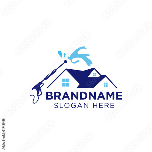 Professional pressure washing house logo design