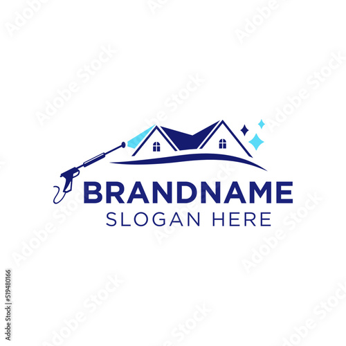 Professional pressure washing house logo design