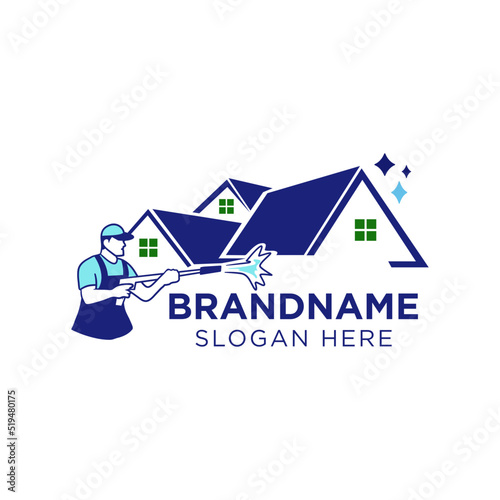 Professional pressure washing house logo design
