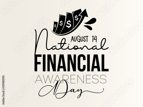 National financial awareness day. Black script calligraphy vector design for banner, poster, card and background.