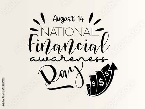 National financial awareness day. Black script calligraphy vector design for banner, poster, card and background.