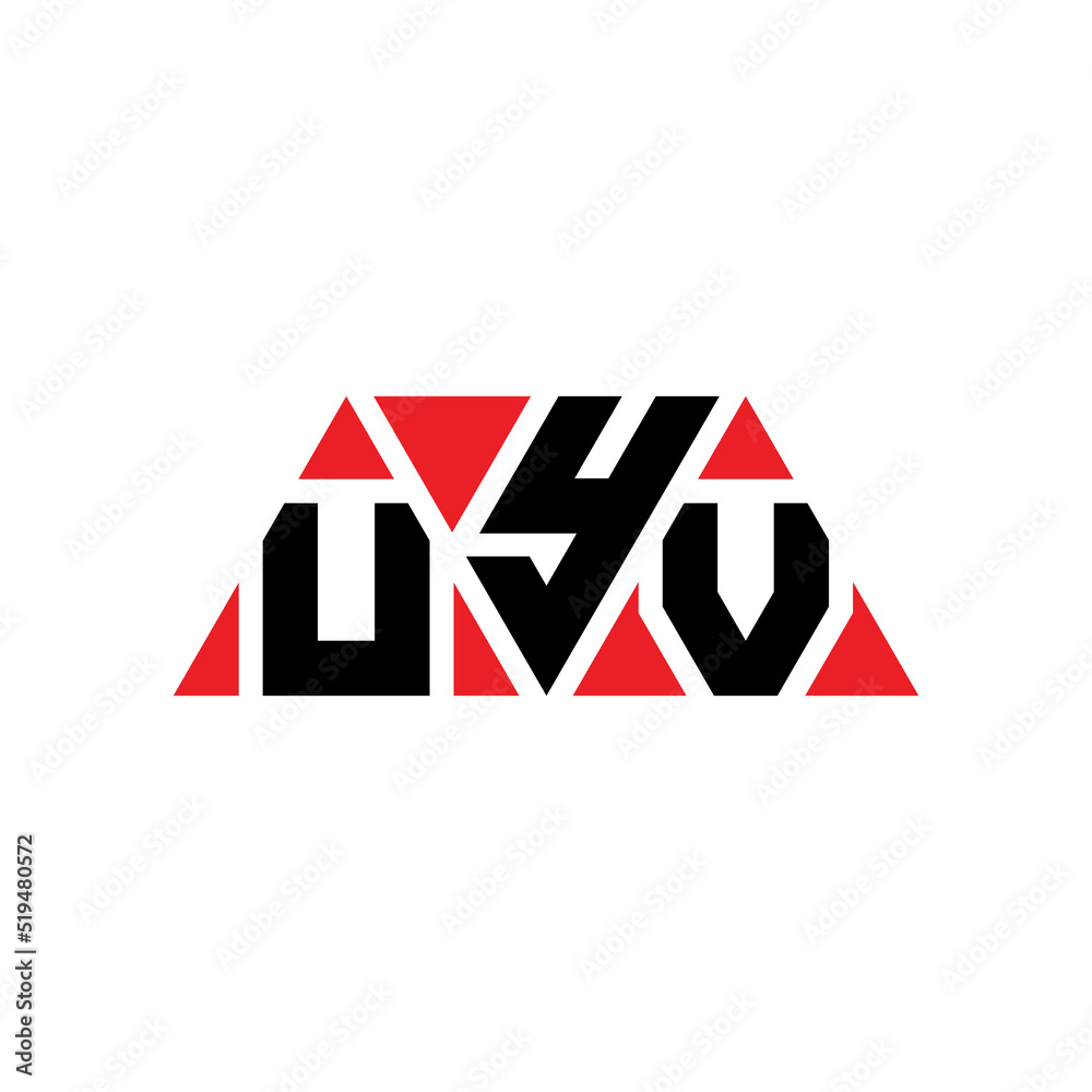 UYV triangle letter logo design with triangle shape. UYV triangle logo design monogram. UYV triangle vector logo template with red color. UYV triangular logo Simple, Elegant, and Luxurious Logo...