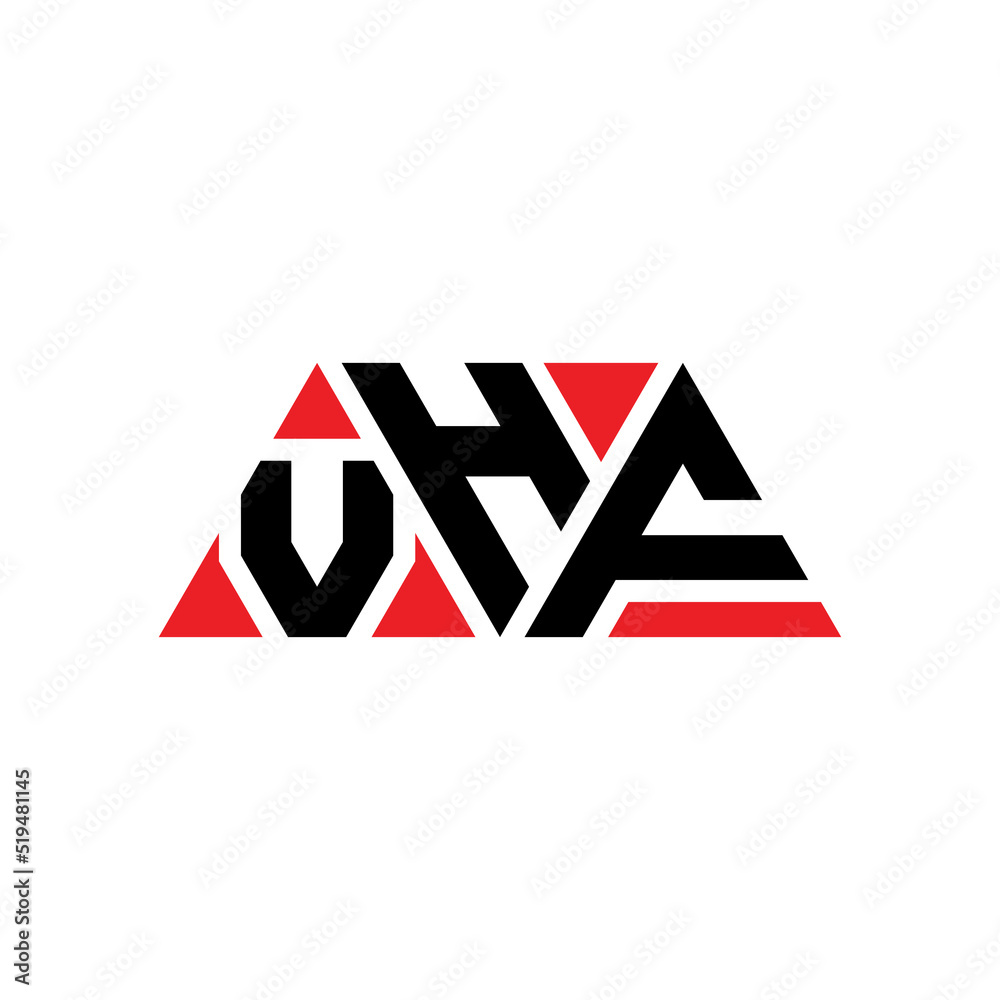 VHF triangle letter logo design with triangle shape. VHF triangle logo design monogram. VHF triangle vector logo template with red color. VHF triangular logo Simple, Elegant, and Luxurious Logo...