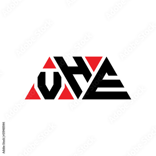 VHE triangle letter logo design with triangle shape. VHE triangle logo design monogram. VHE triangle vector logo template with red color. VHE triangular logo Simple, Elegant, and Luxurious Logo... photo
