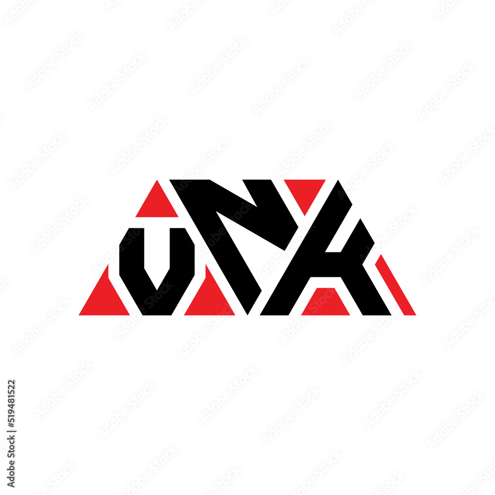 VNK triangle letter logo design with triangle shape. VNK triangle logo design monogram. VNK triangle vector logo template with red color. VNK triangular logo Simple, Elegant, and Luxurious Logo...