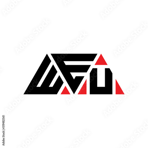 WEU triangle letter logo design with triangle shape. WEU triangle logo design monogram. WEU triangle vector logo template with red color. WEU triangular logo Simple, Elegant, and Luxurious Logo... photo