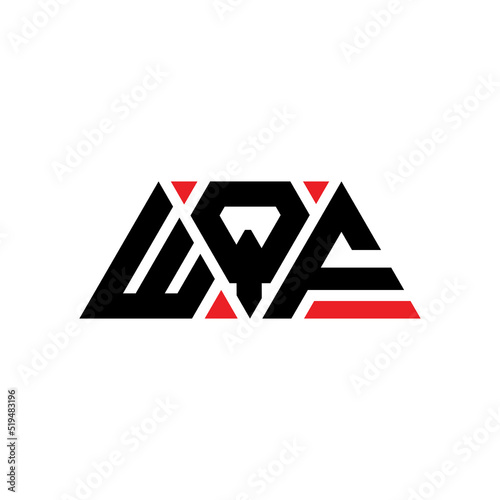 WQF triangle letter logo design with triangle shape. WQF triangle logo design monogram. WQF triangle vector logo template with red color. WQF triangular logo Simple, Elegant, and Luxurious Logo... photo
