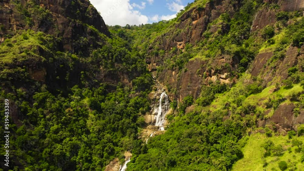 Waterfall in the green forest. Rawana Falls in the jungle. Sri Lanka. Waterfall in the green forest. Rawana Falls in the jungle. Sri Lanka.