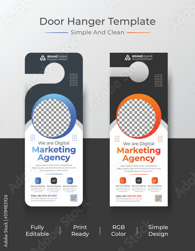 Door Hanger, Digital Marketing Door Hanger Template Or Don't Disturb Sign