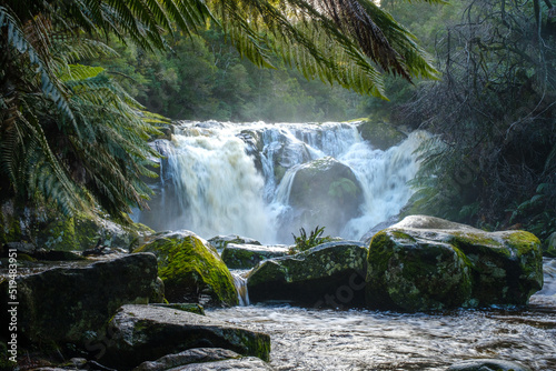 Beautiful flowing waterfall in Tasmania

