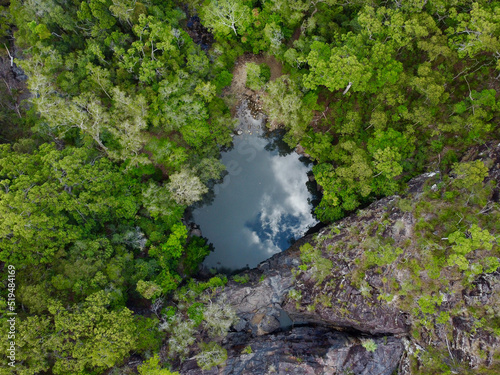 Overhead view of waterhole in Far North Queensland
