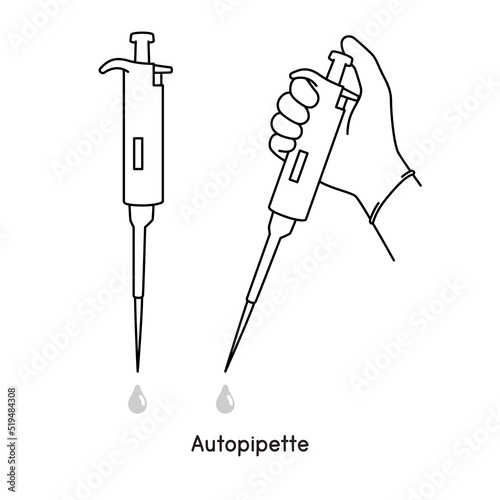 Auto pipette diagram for experiment setup lab outline vector illustration photo