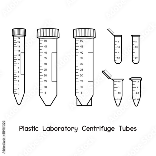 Plastic Laboratory Centrifuge Tubes diagram for experiment setup lab outline vector illustration