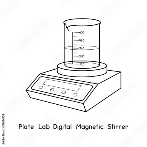 Plate Lab Digital Magnetic Stirrer diagram for experiment setup lab outline vector illustration