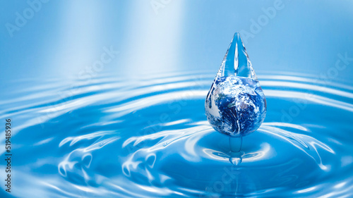 earth in water drop for ecology concept 3d rendering
