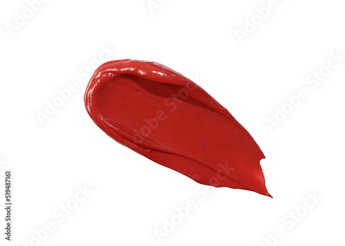 red lipstick isolated no background. cosmetics texture closeup lipstick 