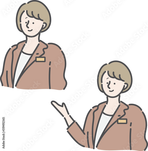 受付　案内係 　ポーズ別　女性　イラスト