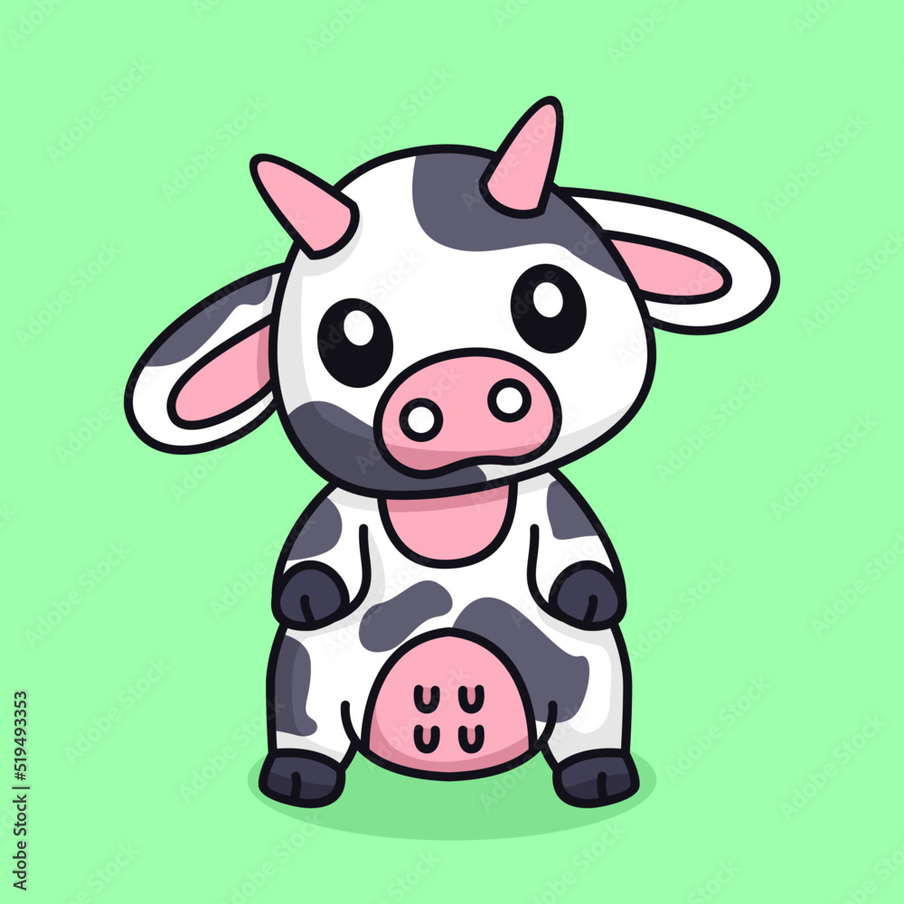 Premium Vector Illustration of cute dairy cow sitting