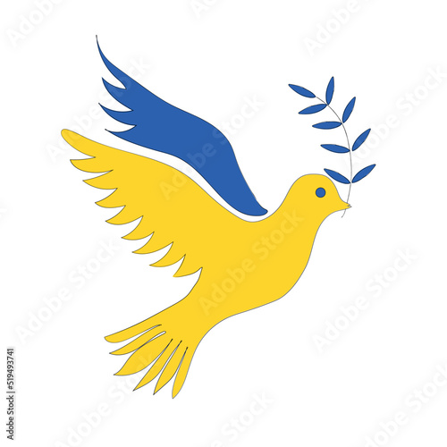 Flag of Ukraine in the form of a dove of peace. The concept of peace in Ukraine. Vector illustration isolated on white background for design and web.
