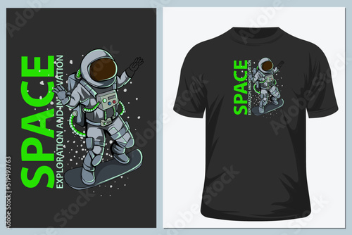 Floating Astronaut in the space. t shirt design