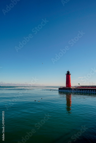 lighthouse on a lake reflection