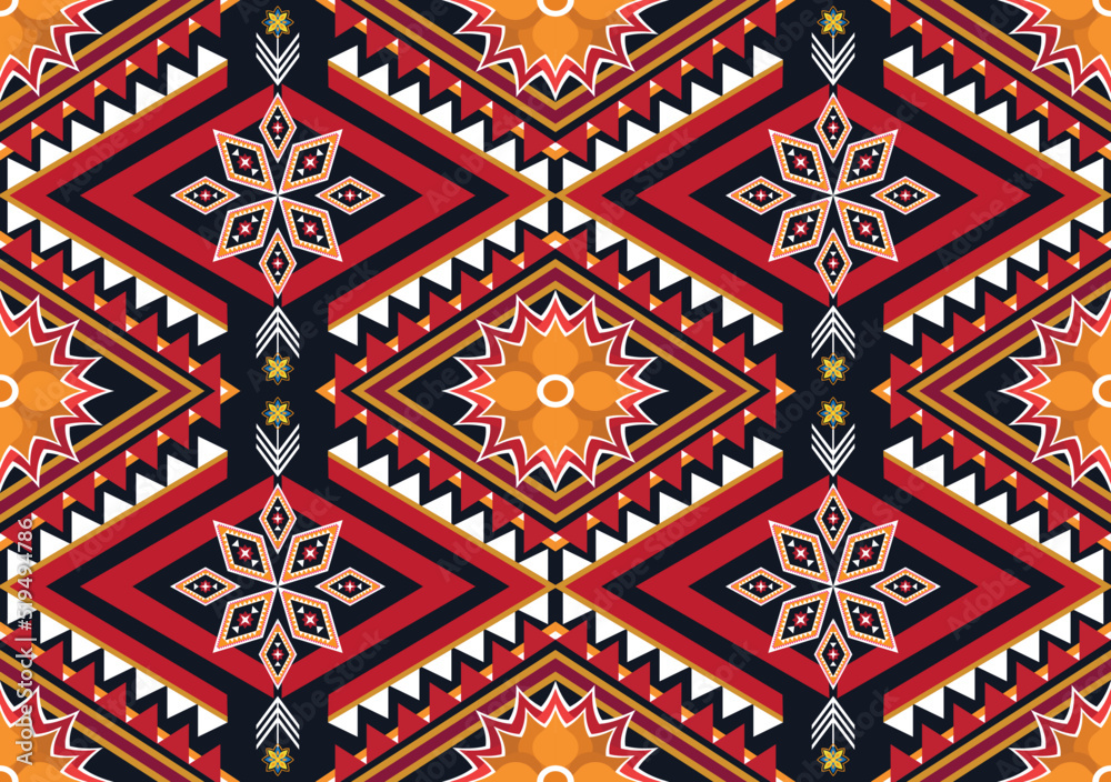 Geometric ethnic flower pattern for background,fabric,wrapping,clothing,wallpaper,Batik,carpet,embroidery style.