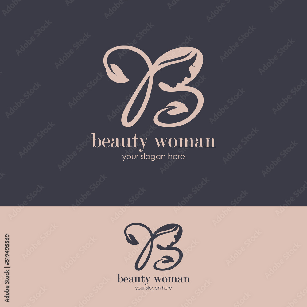 Letter B Beauty Face, Hair Salon Logo Design