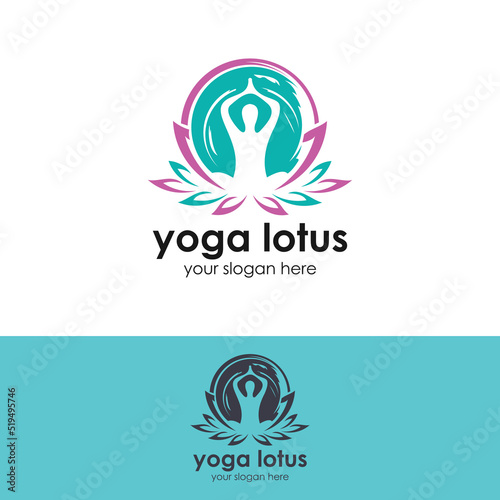 Abstract Yoga Logo design template. Lotus and human abstract.
