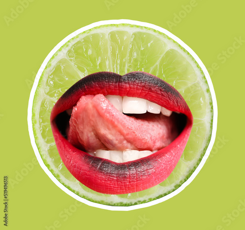 Funny ripe lime with red li...