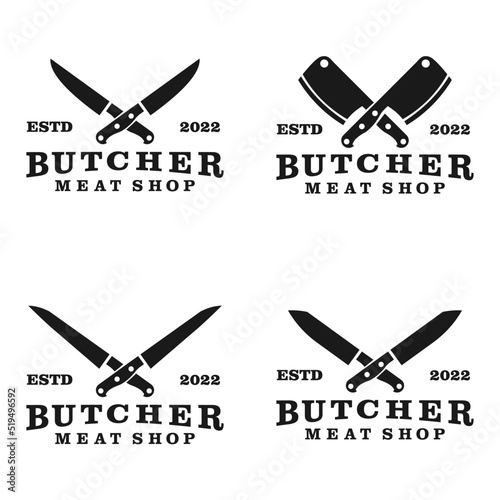 Butcher knife logo set in vintage style