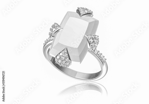 Wedding ring with diamond. Sign of love. Fashion jewelry .3D rendering