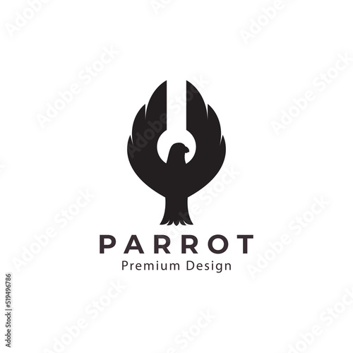 parrot bird silhouette flying logo vector icon symbol design