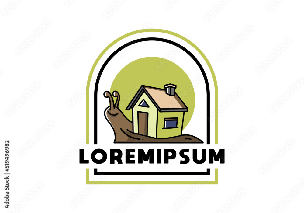 Walking snail and house illustration design