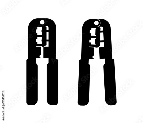 Crimp tool rj45 and rj11 silhouette black color isolated design. Crimping tool. Crimp plier.Computer Network tool.Networking tools photo